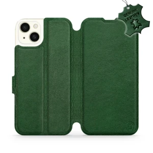 Etui z naturalnej skóry do iPhone 15 Plus, Mobiwear Leather, zielone