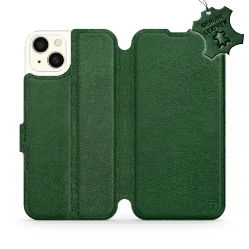 Etui z naturalnej skóry do iPhone 15 Plus, Mobiwear Leather, zielone
