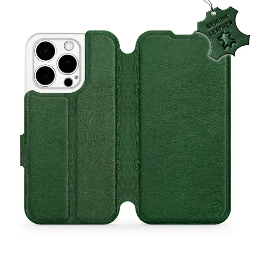 Etui z naturalnej skóry do iPhone 15 Pro, Mobiwear Leather, zielone
