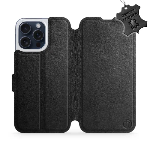 Etui z naturalnej skóry do iPhone 15 Pro Max, Mobiwear Leather, czarne