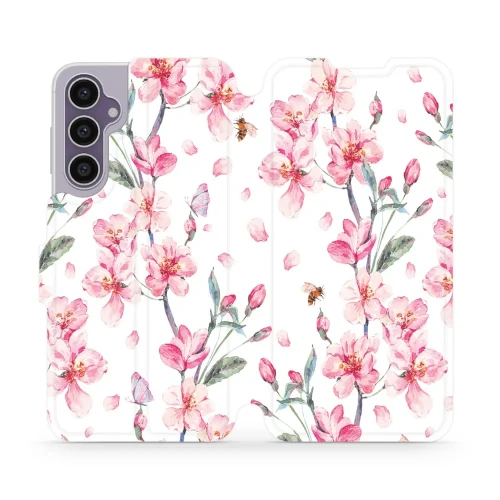 Etui z klapką do Galaxy S23 FE, Mobiwear Book, różowa wiosna
