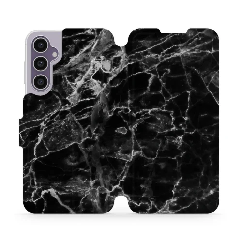Etui z klapką do Galaxy S23 FE, Mobiwear Book, czarny marmur