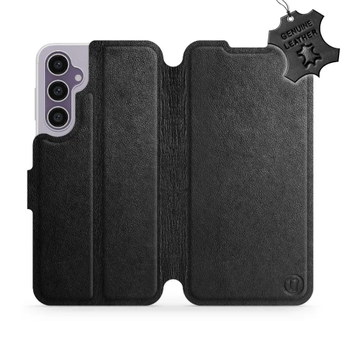 Etui z naturalnej skóry do Galaxy S23 FE, Mobiwear Leather, czarne