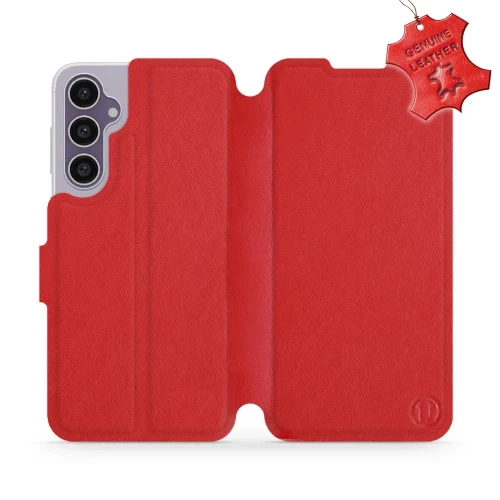 Etui z naturalnej skóry do Galaxy S23 FE, Mobiwear Leather, czerwone