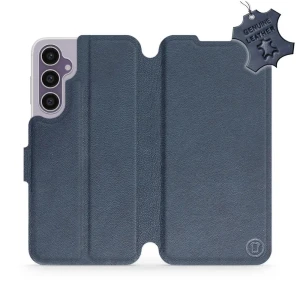 Etui z naturalnej skóry do Galaxy S23 FE, Mobiwear Leather, granatowe
