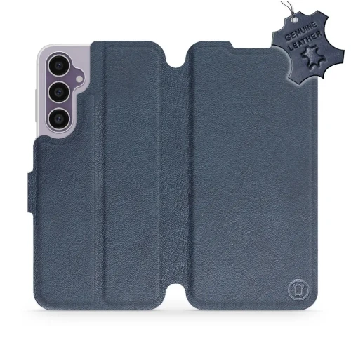 Etui z naturalnej skóry do Galaxy S23 FE, Mobiwear Leather, granatowe