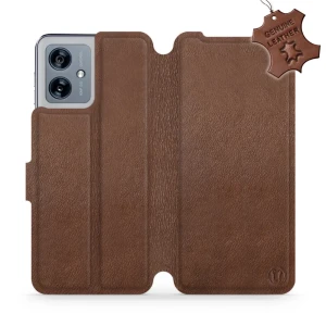 Etui z naturalnej skóry do Motorola Moto G54 5G, Mobiwear Leather, brązowe