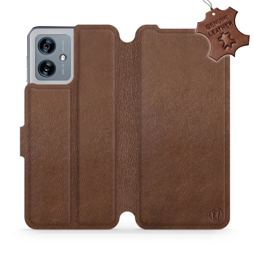 Etui z naturalnej skóry do Motorola Moto G54 5G, Mobiwear Leather, brązowe