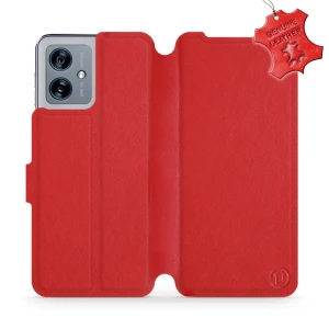 Etui z naturalnej skóry do Motorola Moto G54 5G, Mobiwear Leather, czerwone