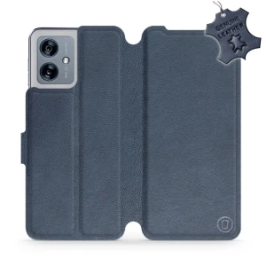 Etui z naturalnej skóry do Motorola Moto G54 5G, Mobiwear Leather, granatowe