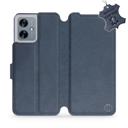 Etui z naturalnej skóry do Motorola Moto G54 5G, Mobiwear Leather, granatowe