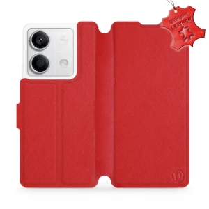 Etui z naturalnej skóry do Xiaomi Redmi Note 13 5G, Mobiwear Leather, czerwone