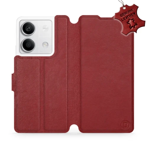 Etui z naturalnej skóry do Xiaomi Redmi Note 13 5G, Mobiwear Leather, ciemno-czerwone