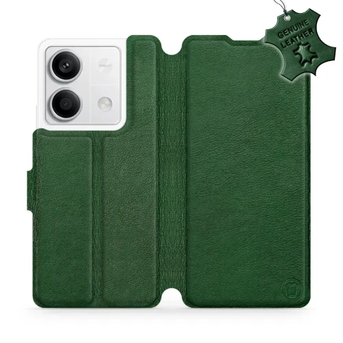Etui z naturalnej skóry do Xiaomi Redmi Note 13 5G, Mobiwear Leather, zielone