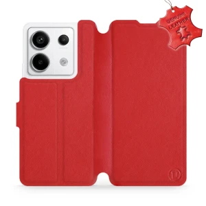 Etui z naturalnej skóry do Xiaomi Redmi Note 13 Pro 5G, Mobiwear Leather, czerwone