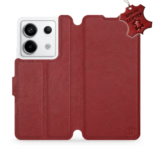 Etui z naturalnej skóry do Xiaomi Redmi Note 13 Pro 5G, Mobiwear Leather, ciemno-czerwone