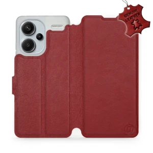 Etui z naturalnej skóry do Xiaomi Redmi Note 13 Pro Plus 5G, Mobiwear Leather, ciemno-czerwone
