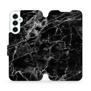 Etui z klapką do Galaxy M34 5G, Mobiwear Book, czarny marmur