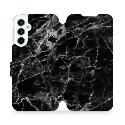 Etui z klapką do Galaxy M34 5G, Mobiwear Book, czarny marmur