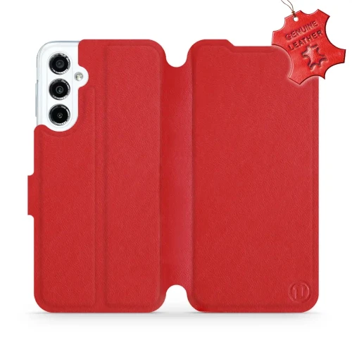 Etui z naturalnej skóry do Galaxy M34 5G, Mobiwear Leather, czerwone