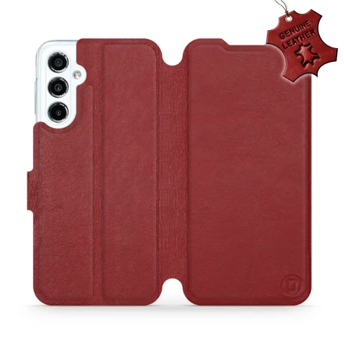 Etui z naturalnej skóry do Galaxy M34 5G, Mobiwear Leather, ciemno-czerwone