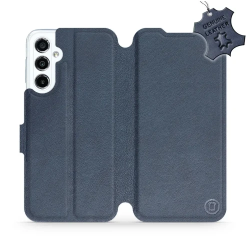 Etui z naturalnej skóry do Galaxy M34 5G, Mobiwear Leather, granatowe