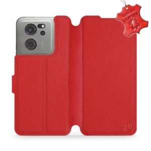 Etui z naturalnej skóry do Xiaomi 13T, Mobiwear Leather, czerwone