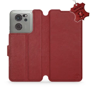Etui z naturalnej skóry do Xiaomi 13T, Mobiwear Leather, ciemno-czerwone