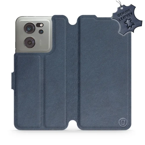 Etui z naturalnej skóry do Xiaomi 13T, Mobiwear Leather, granatowe