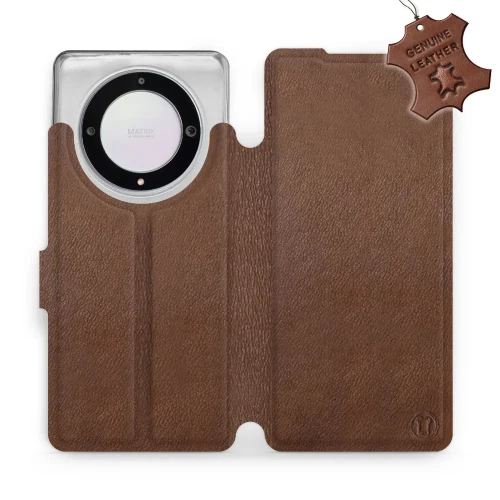 Etui z naturalnej skóry do Honor Magic5 Lite, Mobiwear Leather, brązowe