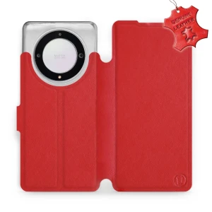 Etui z naturalnej skóry do Honor Magic5 Lite, Mobiwear Leather, czerwone