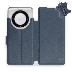 Etui z naturalnej skóry do Honor Magic5 Lite, Mobiwear Leather, granatowe