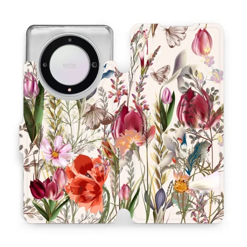 Etui z klapką do Honor Magic5 Lite, Mobiwear Book, bukiet kwiatów