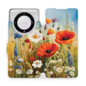 Etui z klapką do Honor Magic5 Lite, Mobiwear Book, łąkowe kwiaty