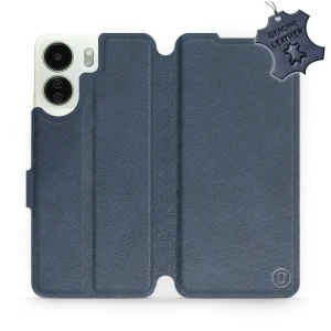 Etui z naturalnej skóry do Xiaomi Redmi 13C 5G, Mobiwear Leather, granatowe
