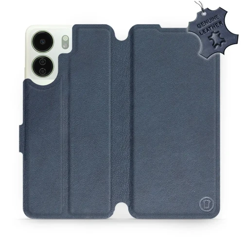 Etui z naturalnej skóry do Xiaomi Redmi 13C 5G, Mobiwear Leather, granatowe