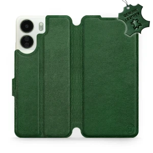 Etui z naturalnej skóry do Xiaomi Redmi 13C 5G, Mobiwear Leather, zielone