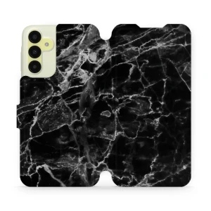 Etui z klapką do Galaxy A15 5G, Mobiwear Book, czarny marmur