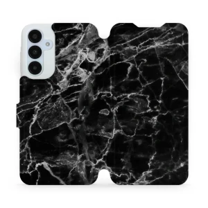 Etui z klapką do Galaxy A25 5G, Mobiwear Book, czarny marmur