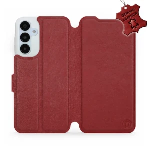 Etui z naturalnej skóry do Galaxy A25 5G, Mobiwear Leather, ciemno-czerwone