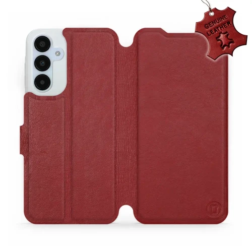 Etui z naturalnej skóry do Galaxy A25 5G, Mobiwear Leather, ciemno-czerwone