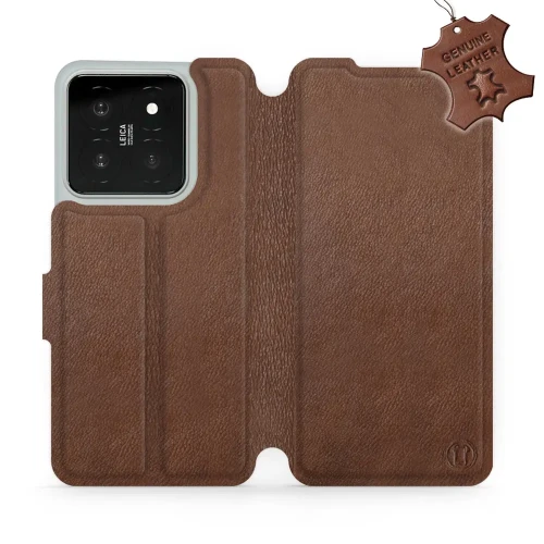 Etui z naturalnej skóry do Xiaomi 14, Mobiwear Leather, brązowe