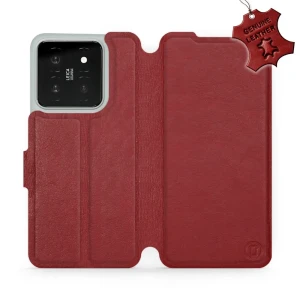 Etui z naturalnej skóry do Xiaomi 14, Mobiwear Leather, ciemno-czerwone