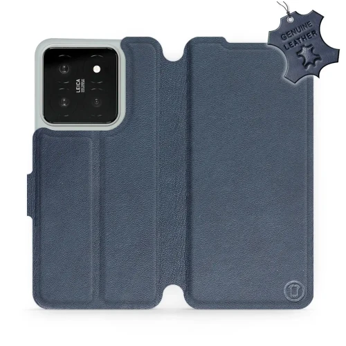 Etui z naturalnej skóry do Xiaomi 14, Mobiwear Leather, granatowe