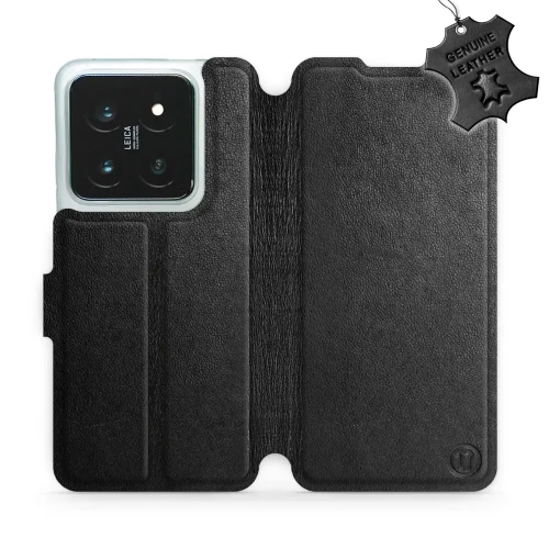 Etui z naturalnej skóry do Xiaomi 14 Pro, Mobiwear Leather, czarne