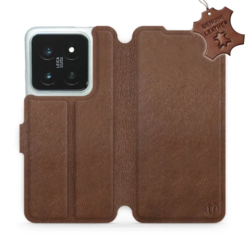 Etui z naturalnej skóry do Xiaomi 14 Pro, Mobiwear Leather, brązowe