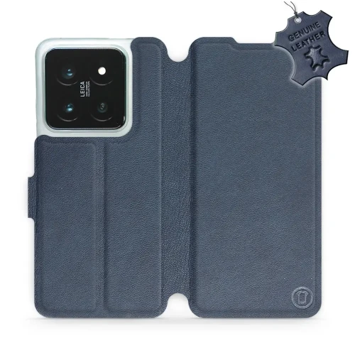 Etui z naturalnej skóry do Xiaomi 14 Pro, Mobiwear Leather, granatowe