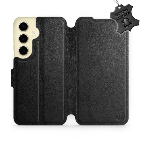 Etui z naturalnej skóry do Galaxy S24, Mobiwear Leather, czarne