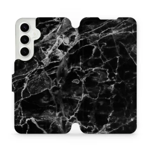 Etui z klapką do Galaxy S24 Plus, Mobiwear Book, czarny marmur