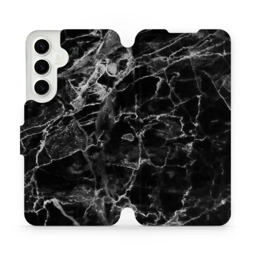 Etui z klapką do Galaxy S24 Plus, Mobiwear Book, czarny marmur